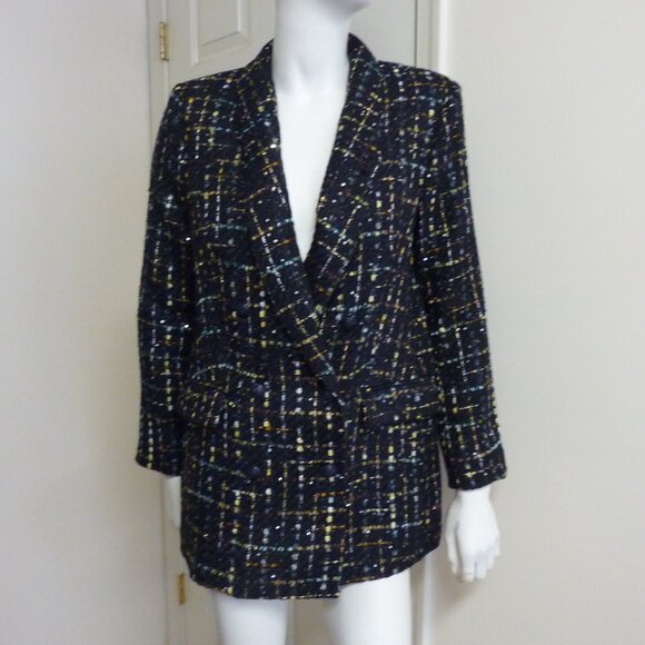 L'AGENCE Jayda Tweed Double-Breasted Oversize Blazer Jacket - Picture 7 of 10